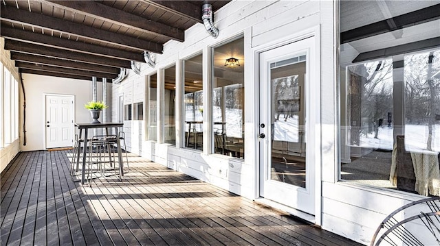 wooden terrace featuring french doors