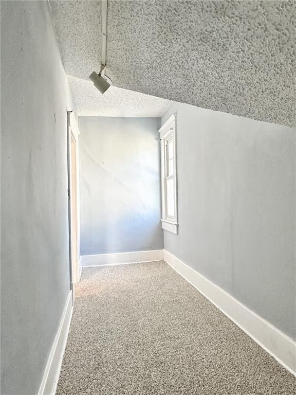 bonus room featuring a textured ceiling and carpet flooring