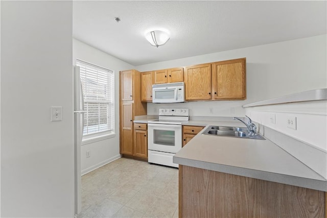 kitchen featuring sink and white appliances