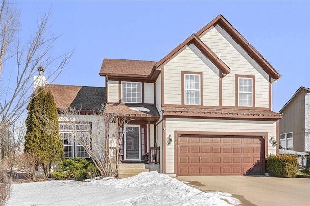 view of front property with a garage