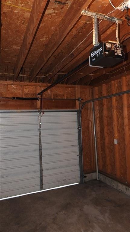 garage with a garage door opener