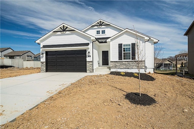 craftsman inspired home featuring a garage