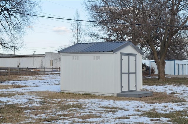 view of snow covered structure