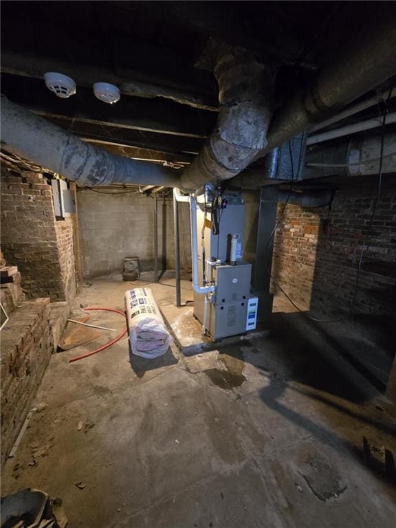 basement with heating unit