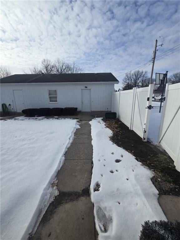 view of snow covered structure