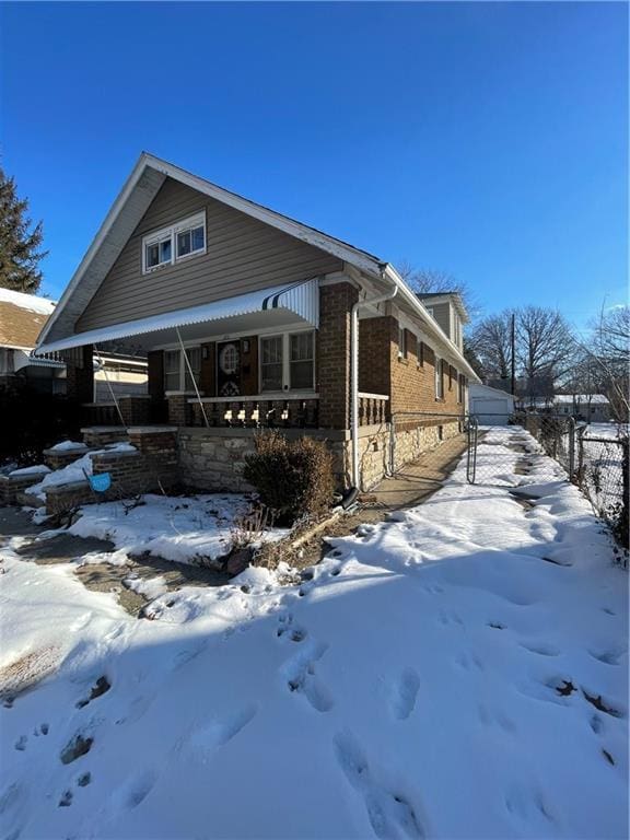 view of snow covered property