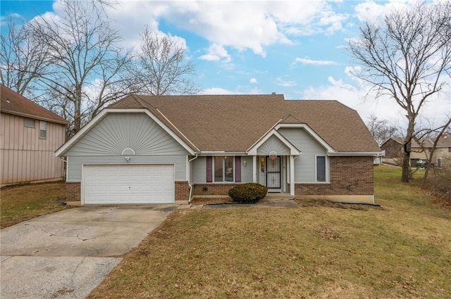 view of front of house with a garage and a front yard