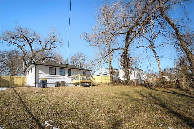 view of yard with a deck