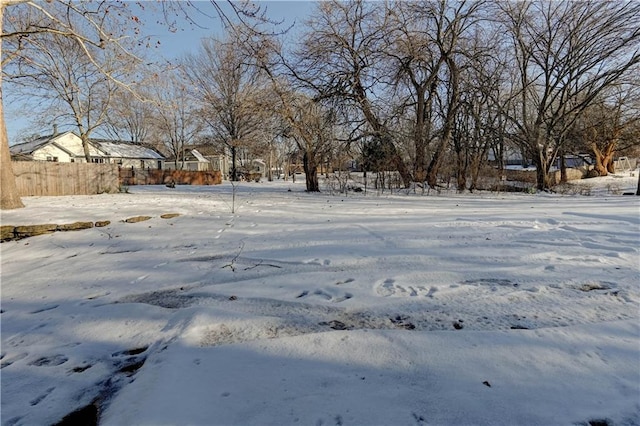 view of yard covered in snow