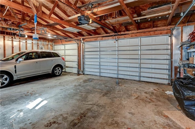 garage with a garage door opener