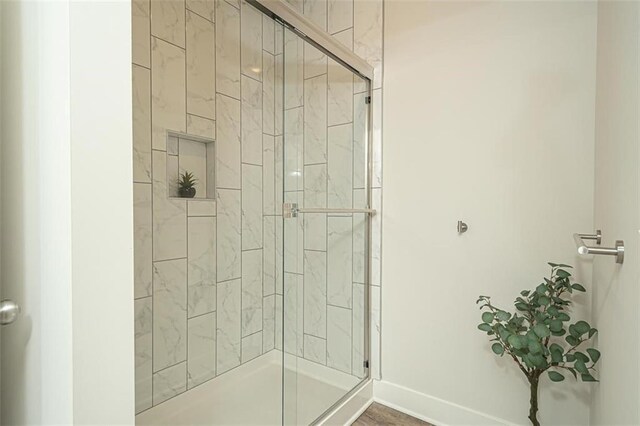 bathroom featuring walk in shower