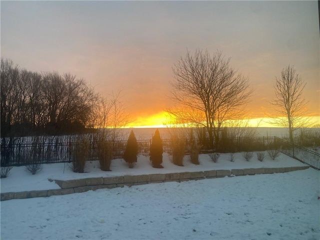 view of yard covered in snow