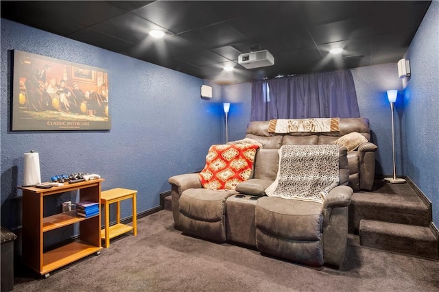 view of carpeted home theater room