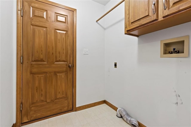 laundry room featuring cabinets, washer hookup, and electric dryer hookup