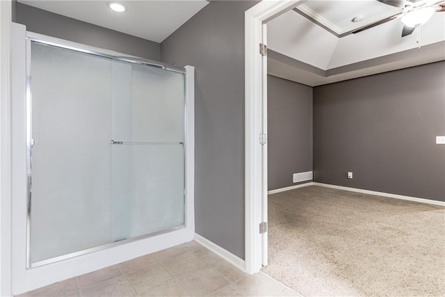 bathroom with ceiling fan