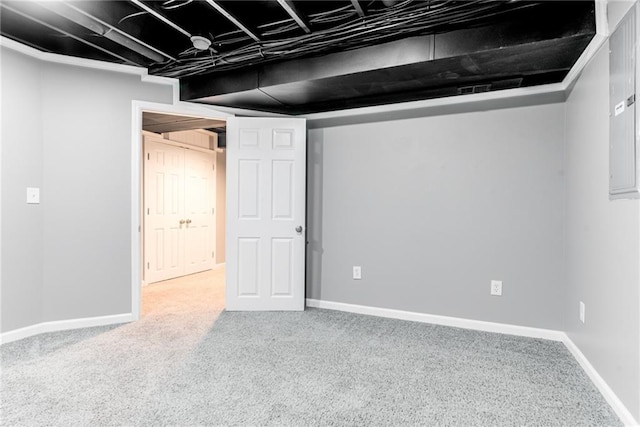 basement featuring carpet