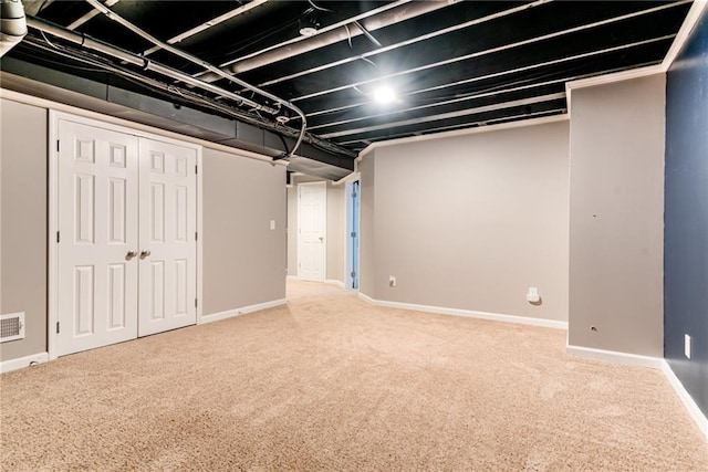 basement with carpet