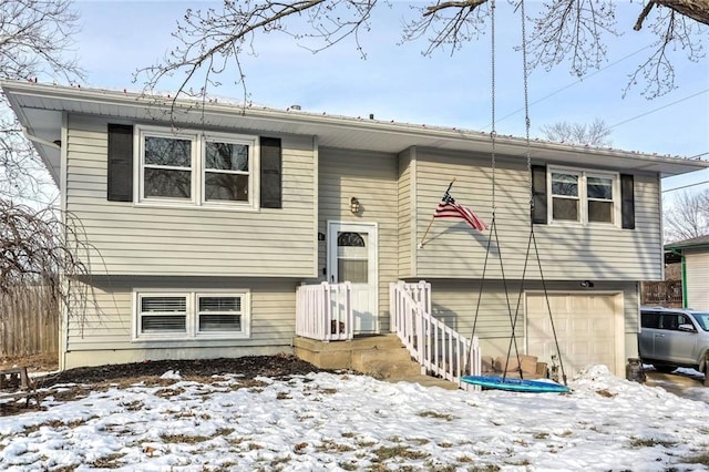 raised ranch with a garage