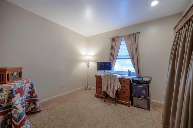 view of carpeted home office