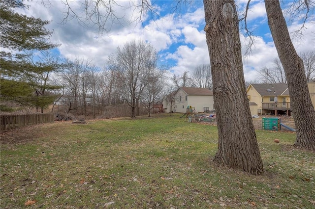 view of yard featuring a deck