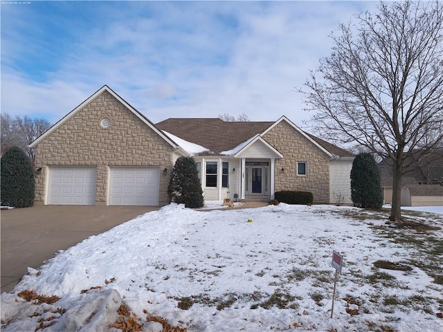 view of front of property with a garage