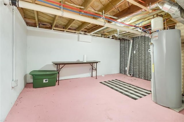 basement with water heater