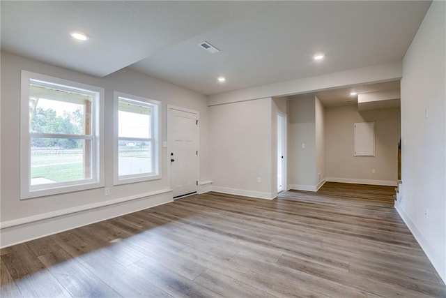 interior space with light hardwood / wood-style flooring