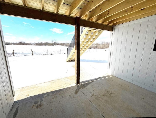 view of snow covered patio