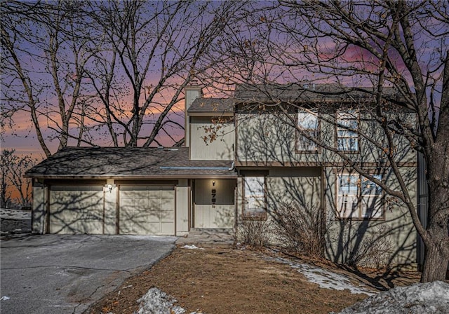 view of front of house with a garage