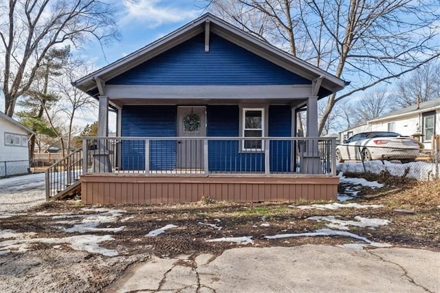 bungalow-style home featuring covered porch