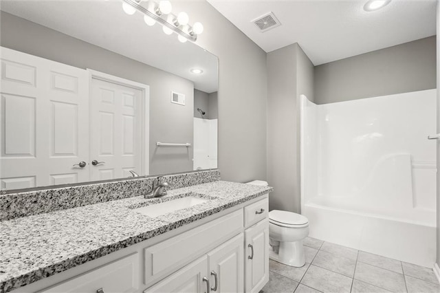 4749 SW Gull Point Dr, Lees Summit, MO 64082 - bathroom featuring vanity, tile patterned floors, shower / washtub combination, and recessed lighting