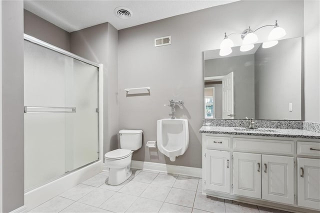 4749 SW Gull Point Dr, Lees Summit, MO 64082 - bathroom featuring a shower stall, vanity, and tile patterned floors