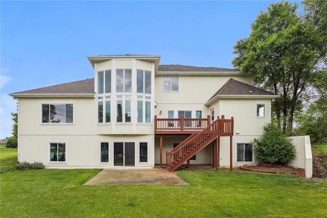 4749 SW Gull Point Dr, Lees Summit, MO 64082 - back of property featuring stairs, a patio area, a deck, and a yard