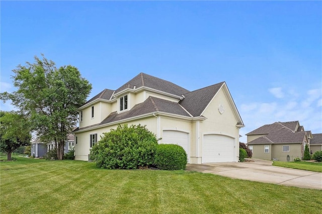 4749 SW Gull Point Dr, Lees Summit, MO 64082 - view of side of home with driveway, a yard, a garage, and roof with shingles