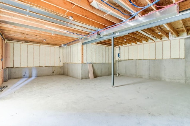 view of unfinished basement