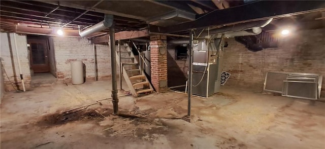 basement featuring heating unit