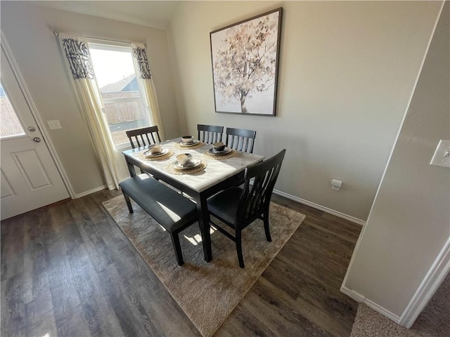 dining room with dark hardwood / wood-style floors