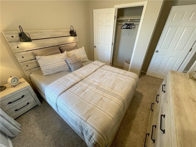 bedroom featuring a closet and carpet