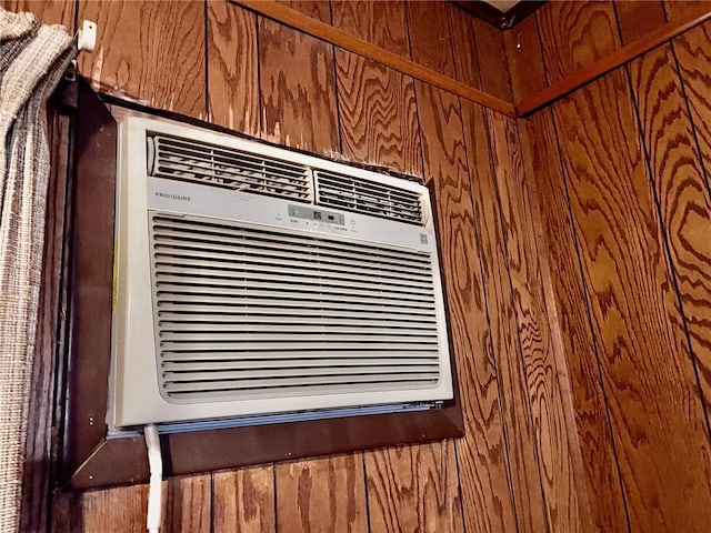 room details featuring wood walls