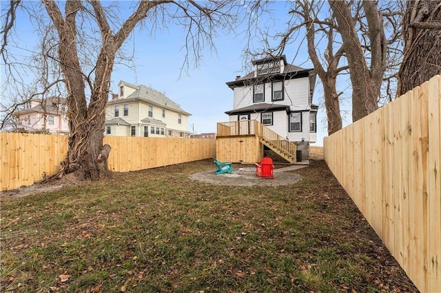 view of yard with a fenced backyard