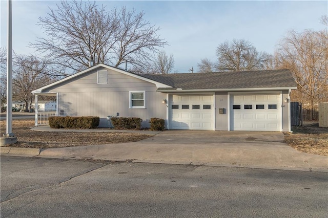 exterior space with a garage