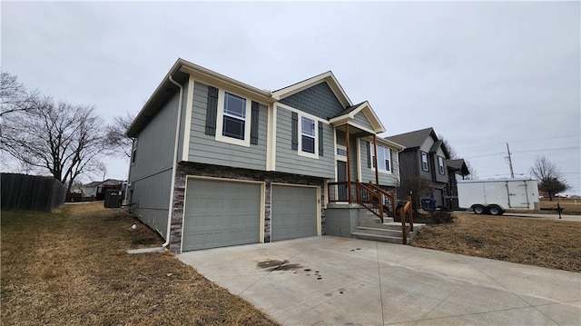 bi-level home with a garage