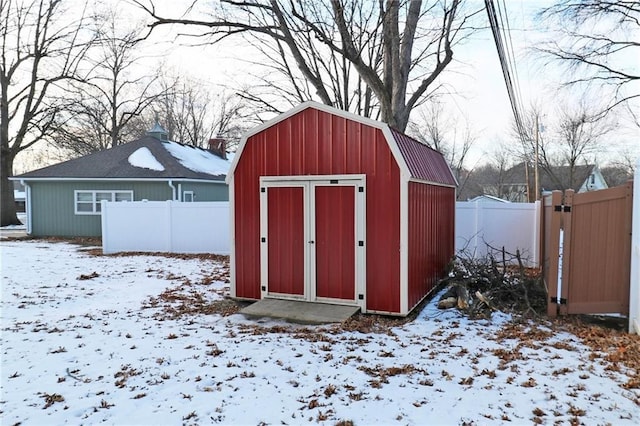 view of snow covered structure