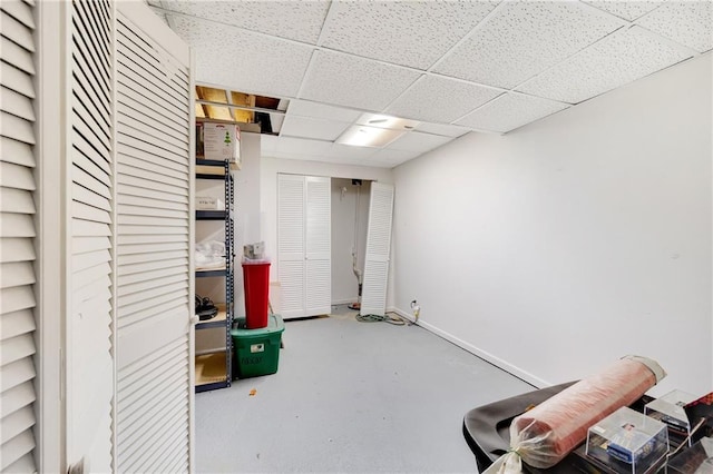 basement with a drop ceiling