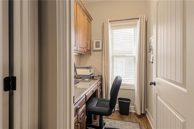 office space with hardwood / wood-style flooring and plenty of natural light