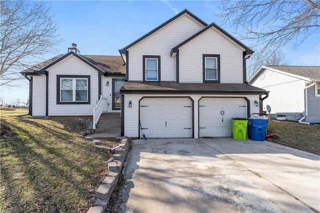 2016 NE Summerfield Ct, Blue Springs, MO 64029 - split level home featuring a garage, driveway, and a front lawn