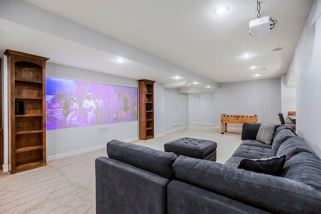 view of carpeted cinema room