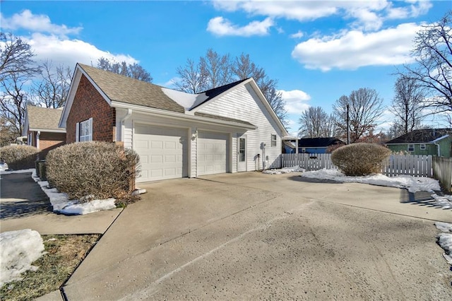 view of home's exterior with a garage