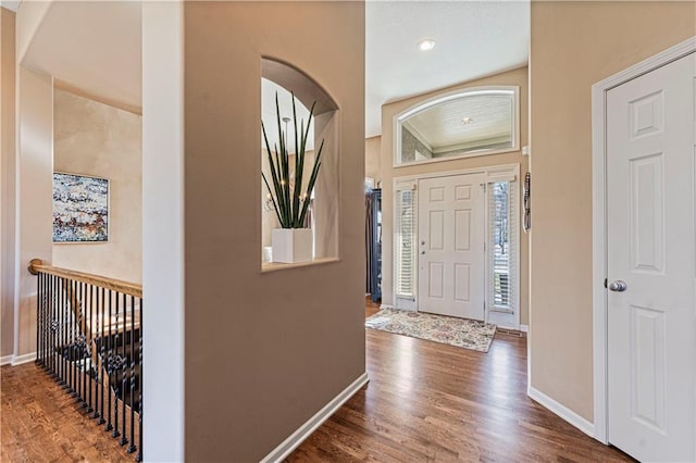 foyer with hardwood / wood-style floors