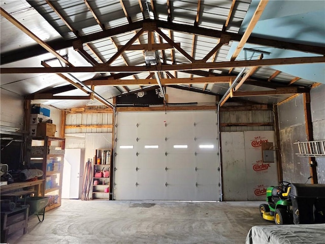 garage with metal wall